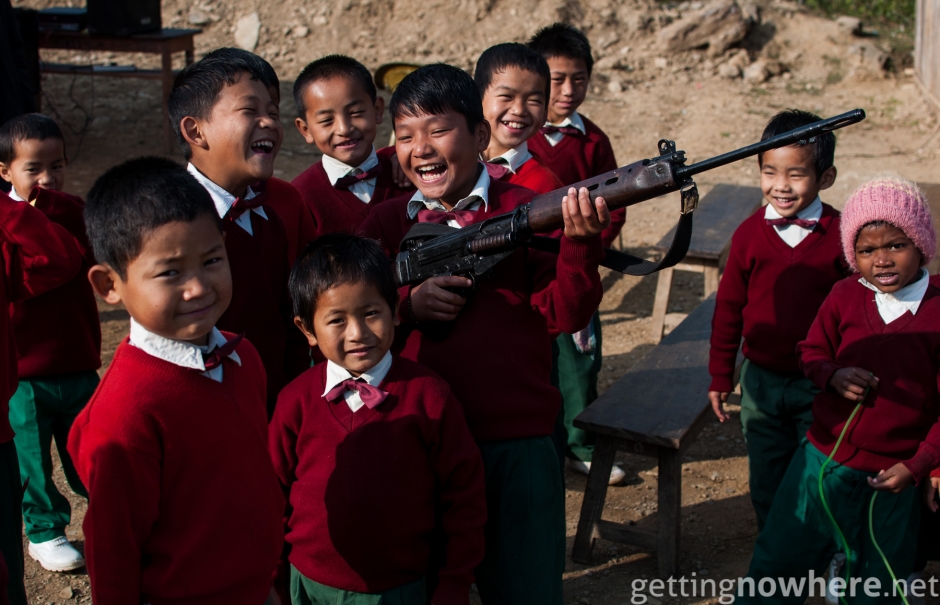 Kids playing with a gun