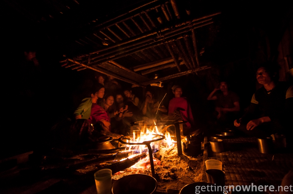Singing around the fireplace
