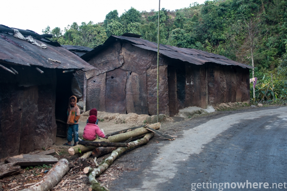 Tin houses next to the road